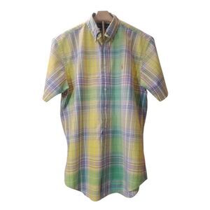 Ralph Lauren Colorful Plaid Short Sleeve Button Up Shirt Size M